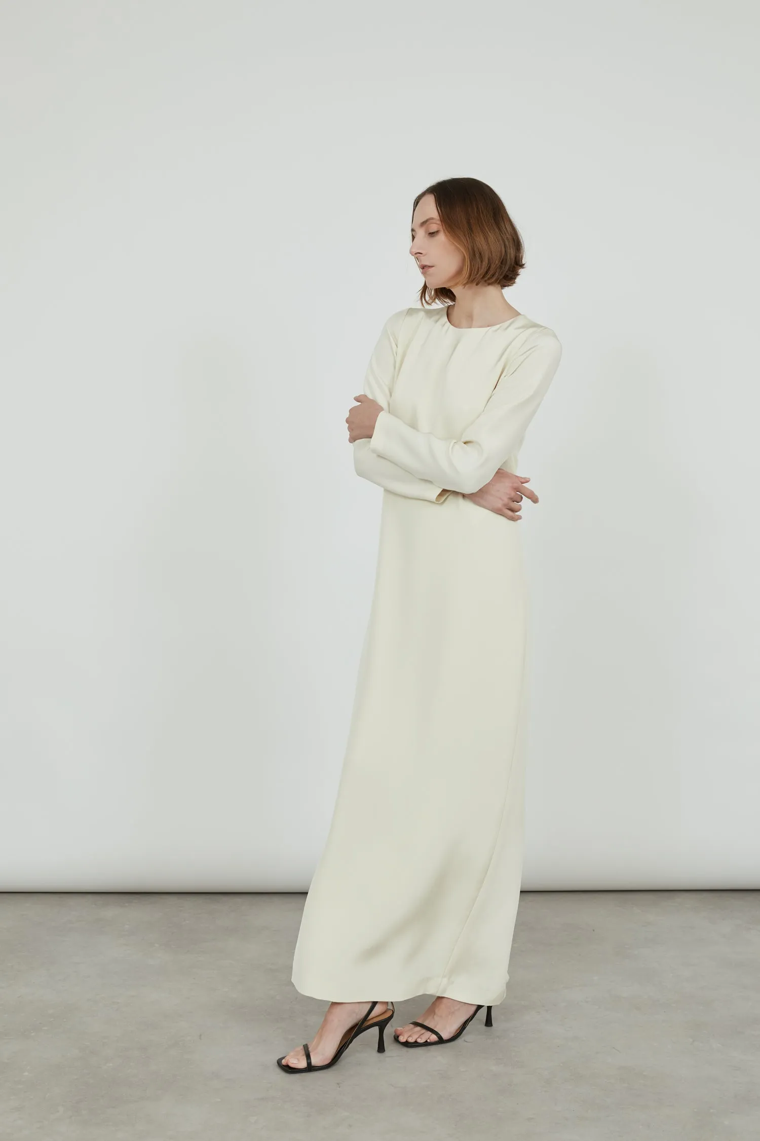 Abelun dress | Off white - Crepe silk