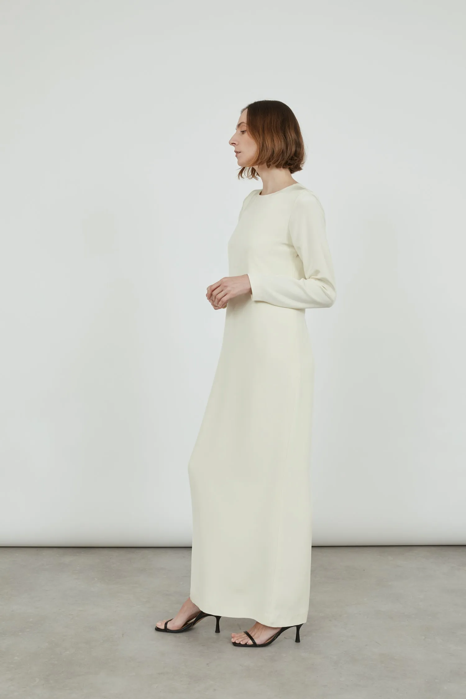 Abelun dress | Off white - Crepe silk