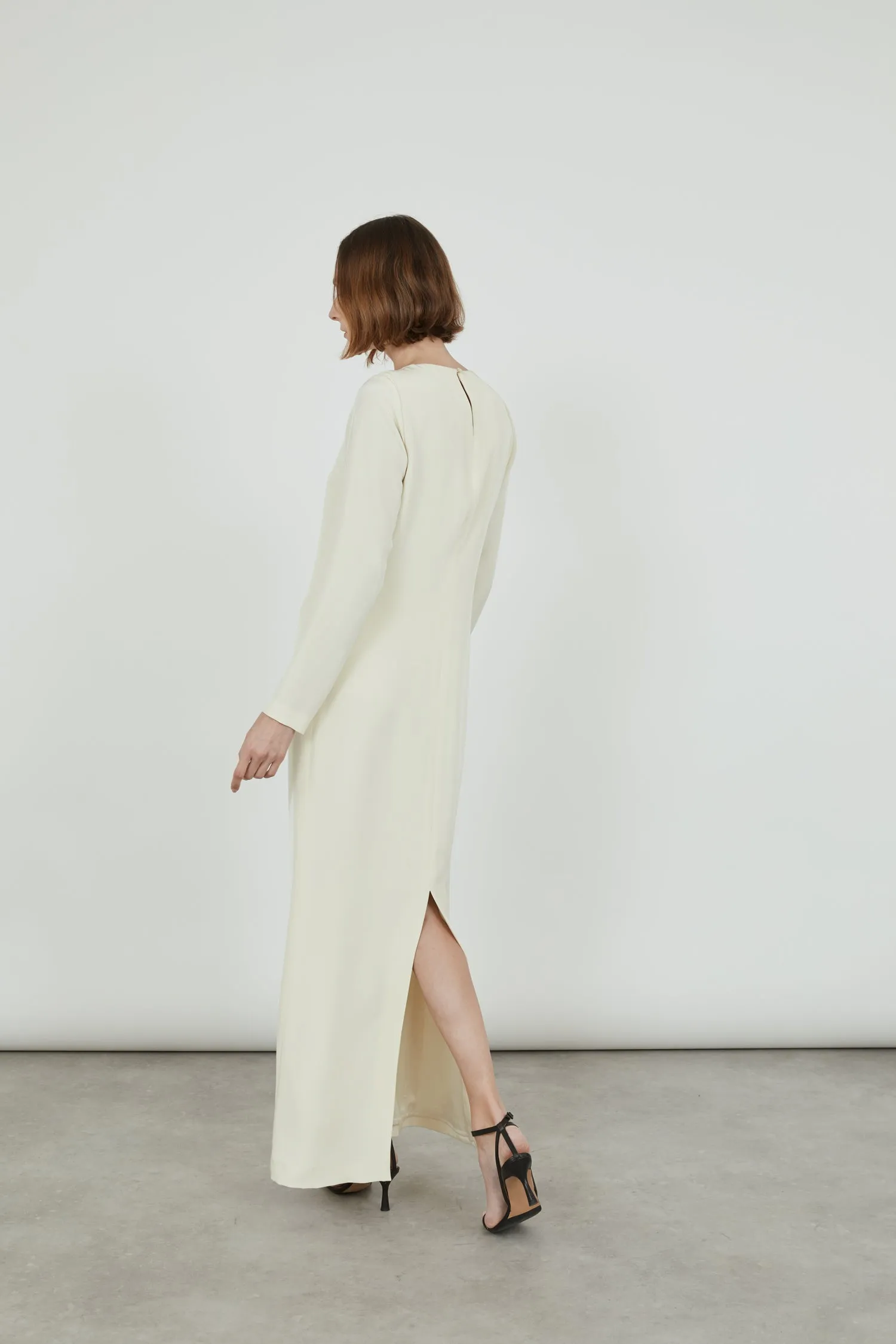 Abelun dress | Off white - Crepe silk