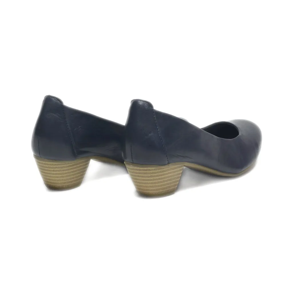 Amia Mid-Heel Shoes Leather Blue Colour For Women