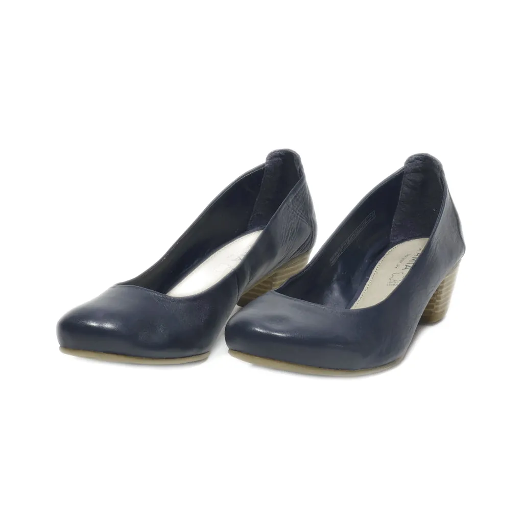 Amia Mid-Heel Shoes Leather Blue Colour For Women