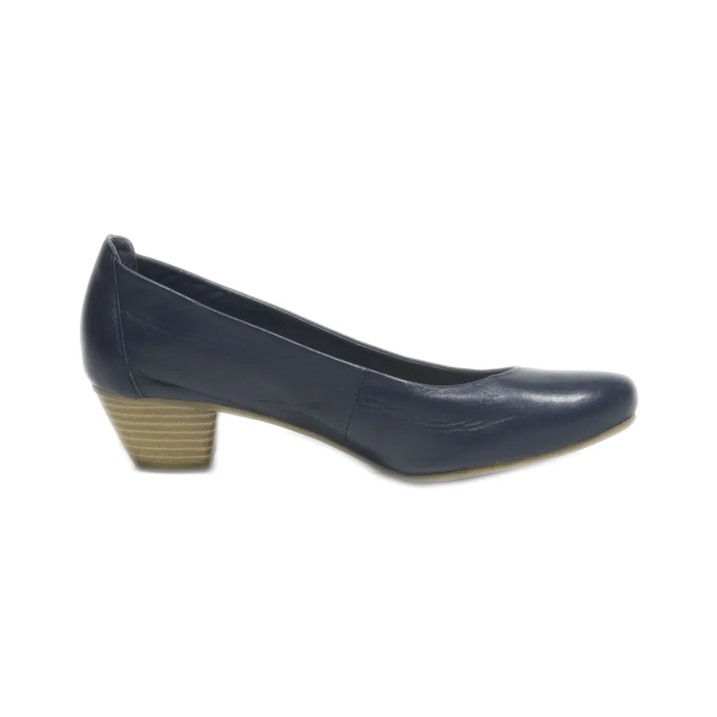 Amia Mid-Heel Shoes Leather Blue Colour For Women