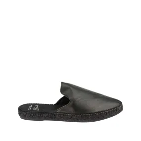 Black Leather Wedge Espadrille for Women - Ona-PBK