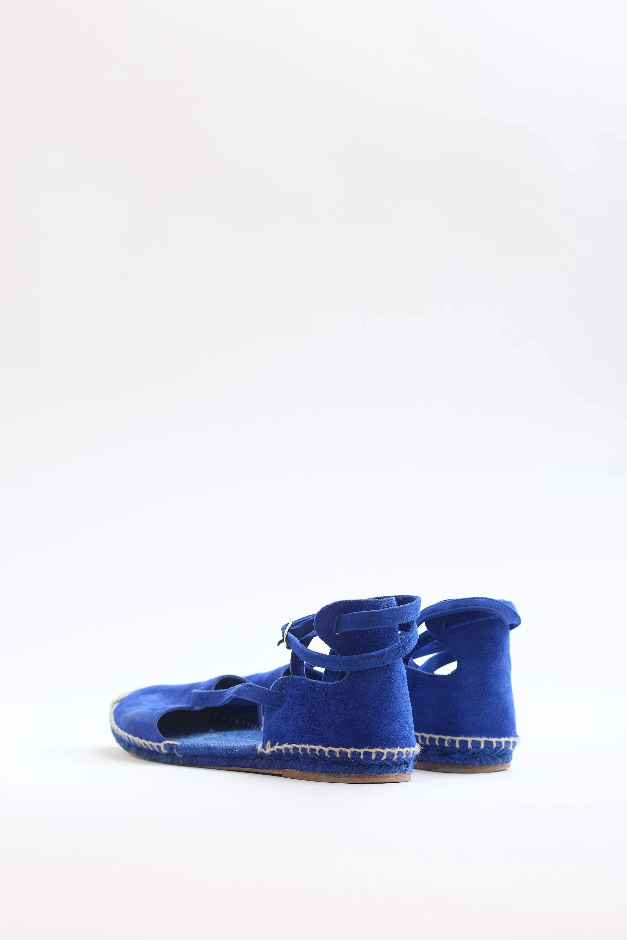 Blue Suede Strappy D'Orsay Espadrille