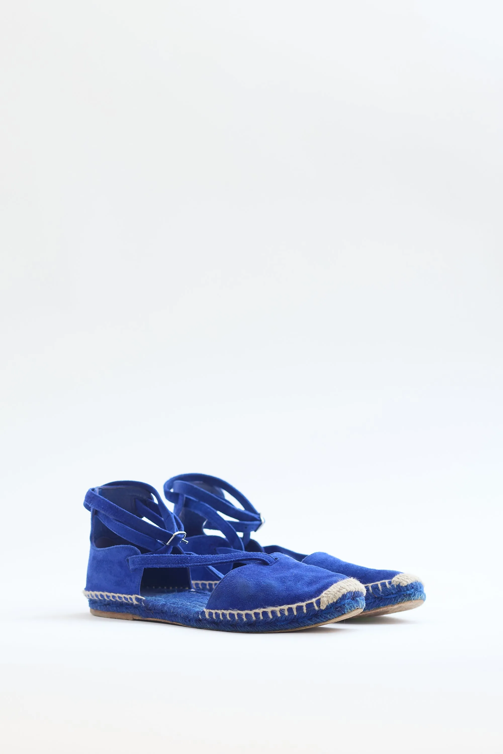 Blue Suede Strappy D'Orsay Espadrille