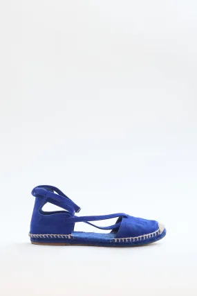 Blue Suede Strappy D'Orsay Espadrille