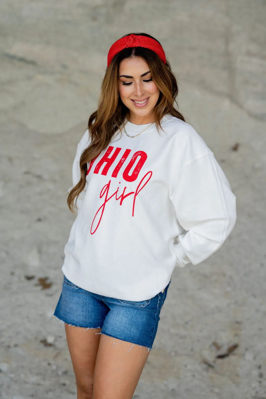 Bold Ohio Girl Ribbed Graphic Crewneck