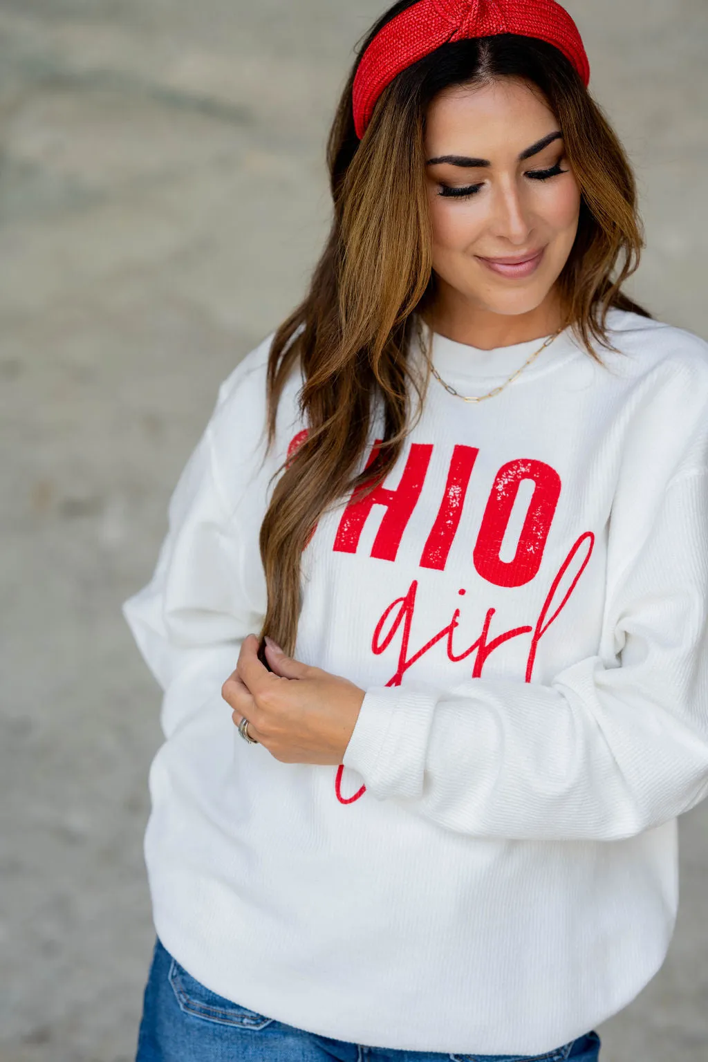 Bold Ohio Girl Ribbed Graphic Crewneck