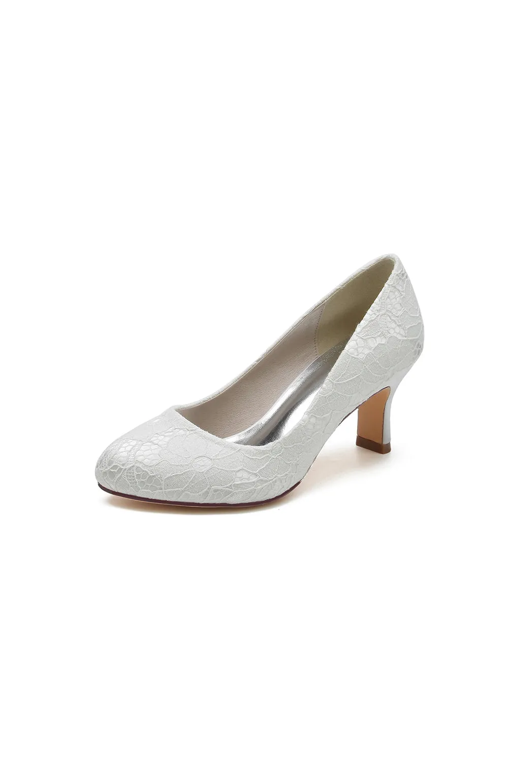 Chic White Lace Pumps with Intricate Floral Pattern