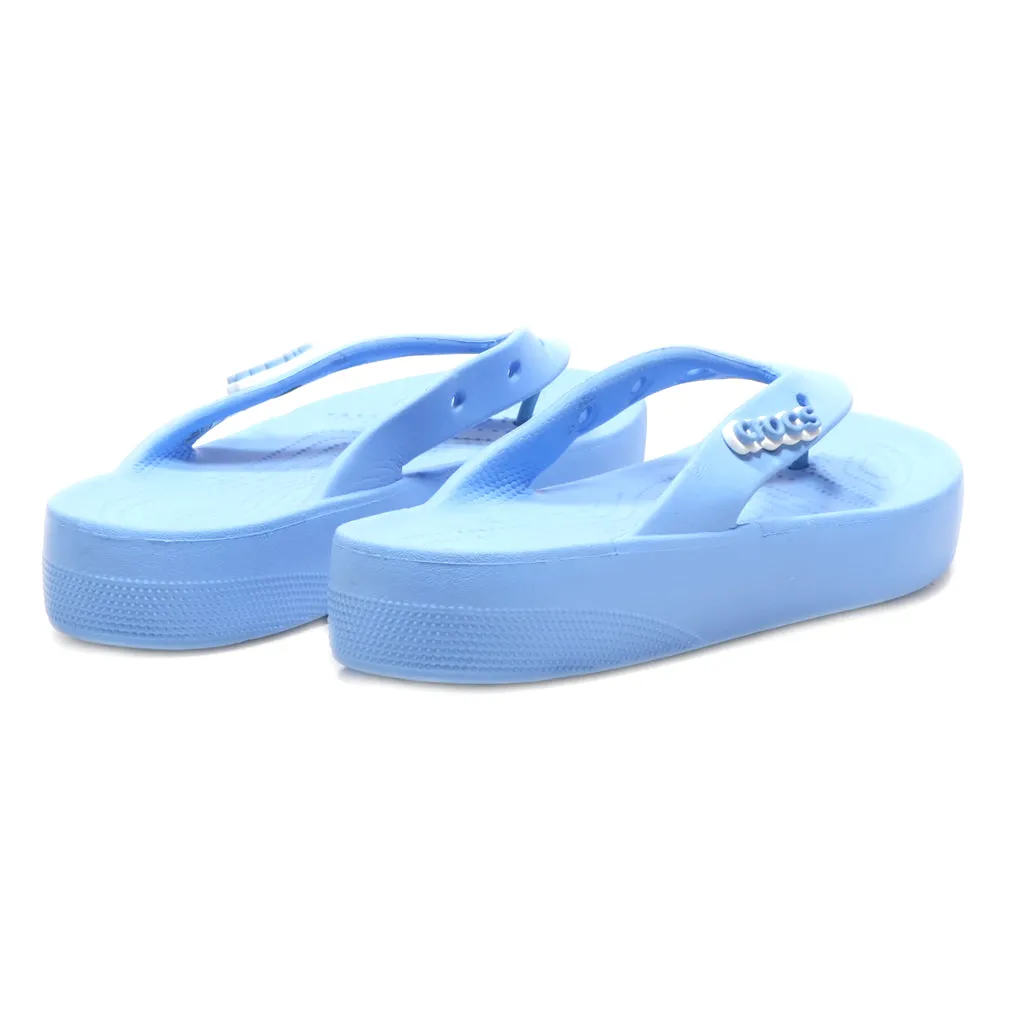 Crocs Classic Platform Sandals Rubber Blue Colour For Women