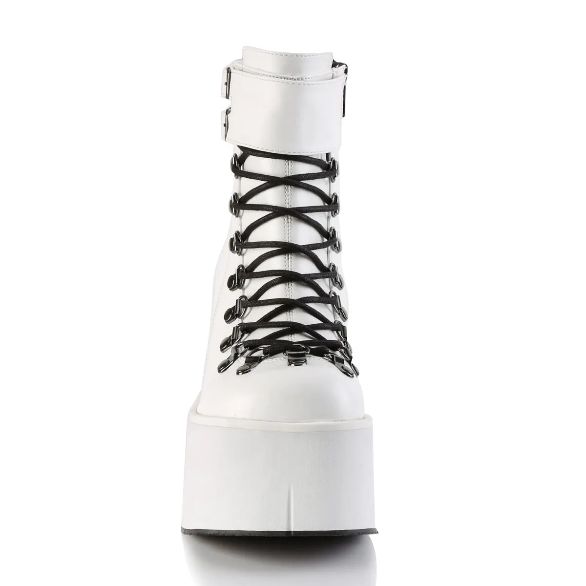 Demonia KERA-21 | White Vegan Leather Ankle Boots