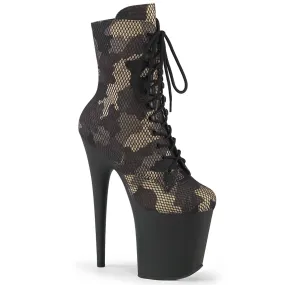 FLAMINGO-1020CM Camo and Fishnet Platform Exotic Dancer Boots