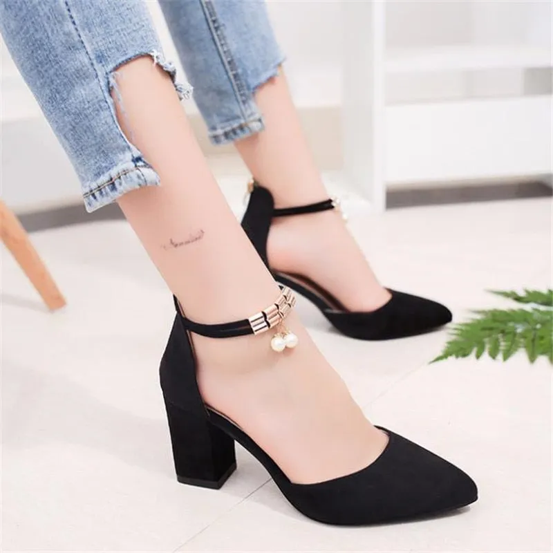 Flock pointed High Heels