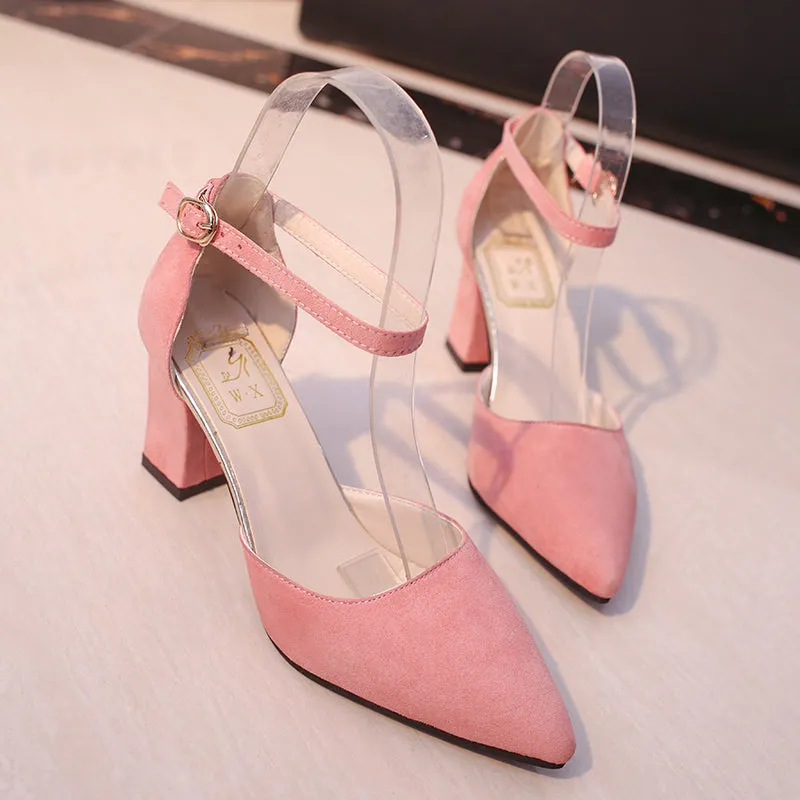 Flock pointed High Heels