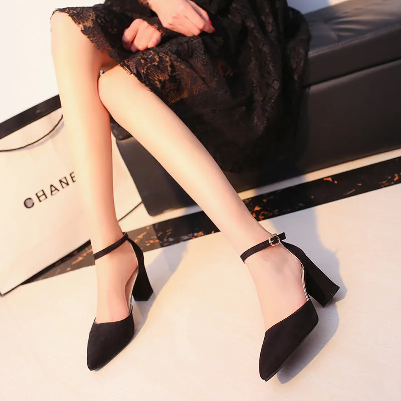 Flock pointed High Heels