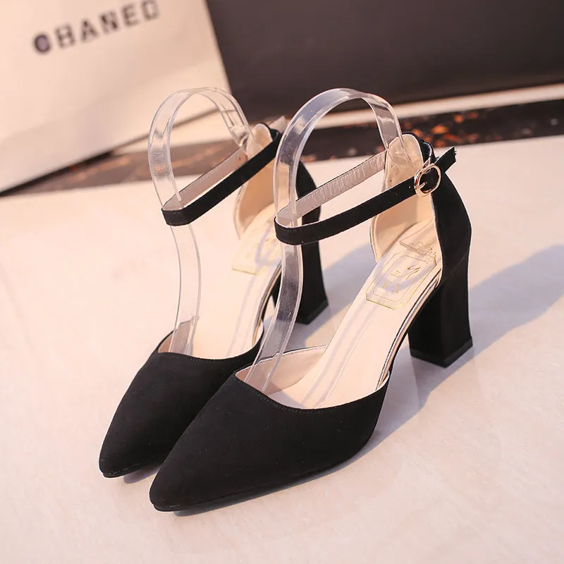 Flock pointed High Heels