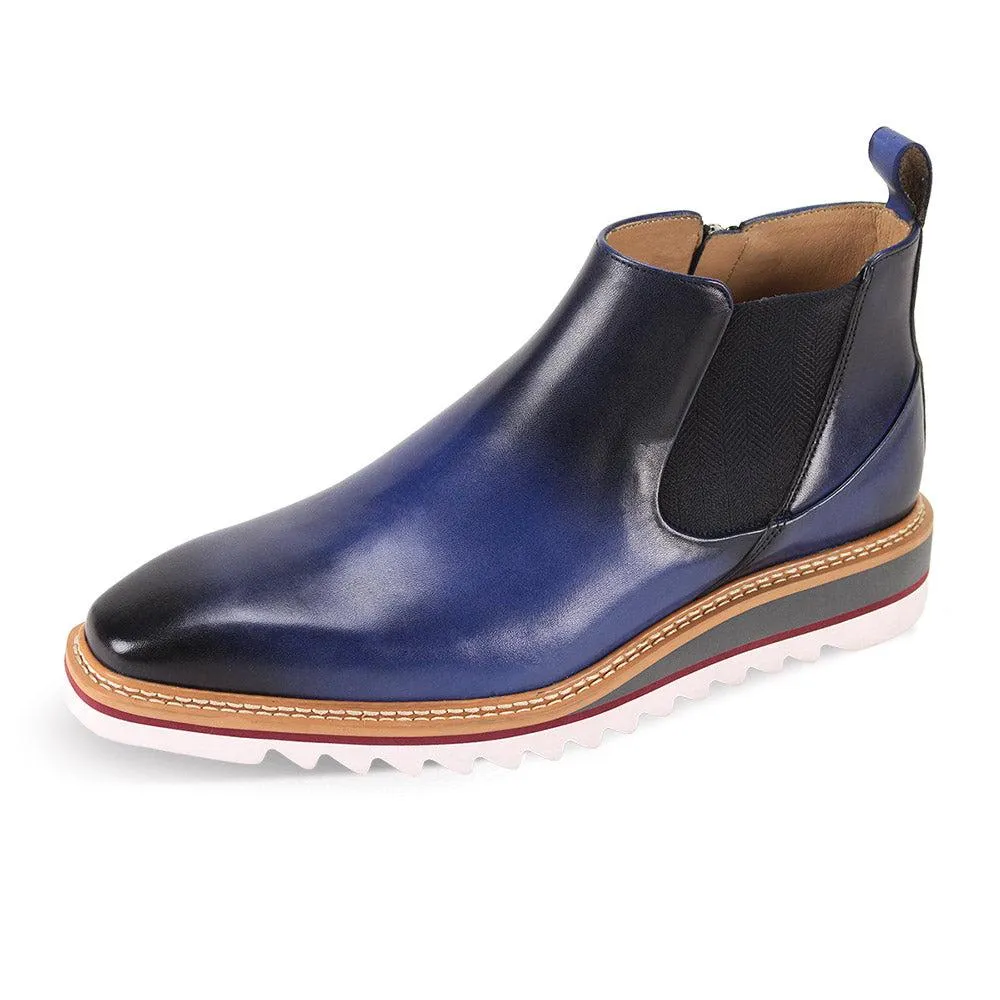 Giovanni Blue Men's Slip-on Casual Boot Side Zipper Rubber Sole Style No: ROYCE