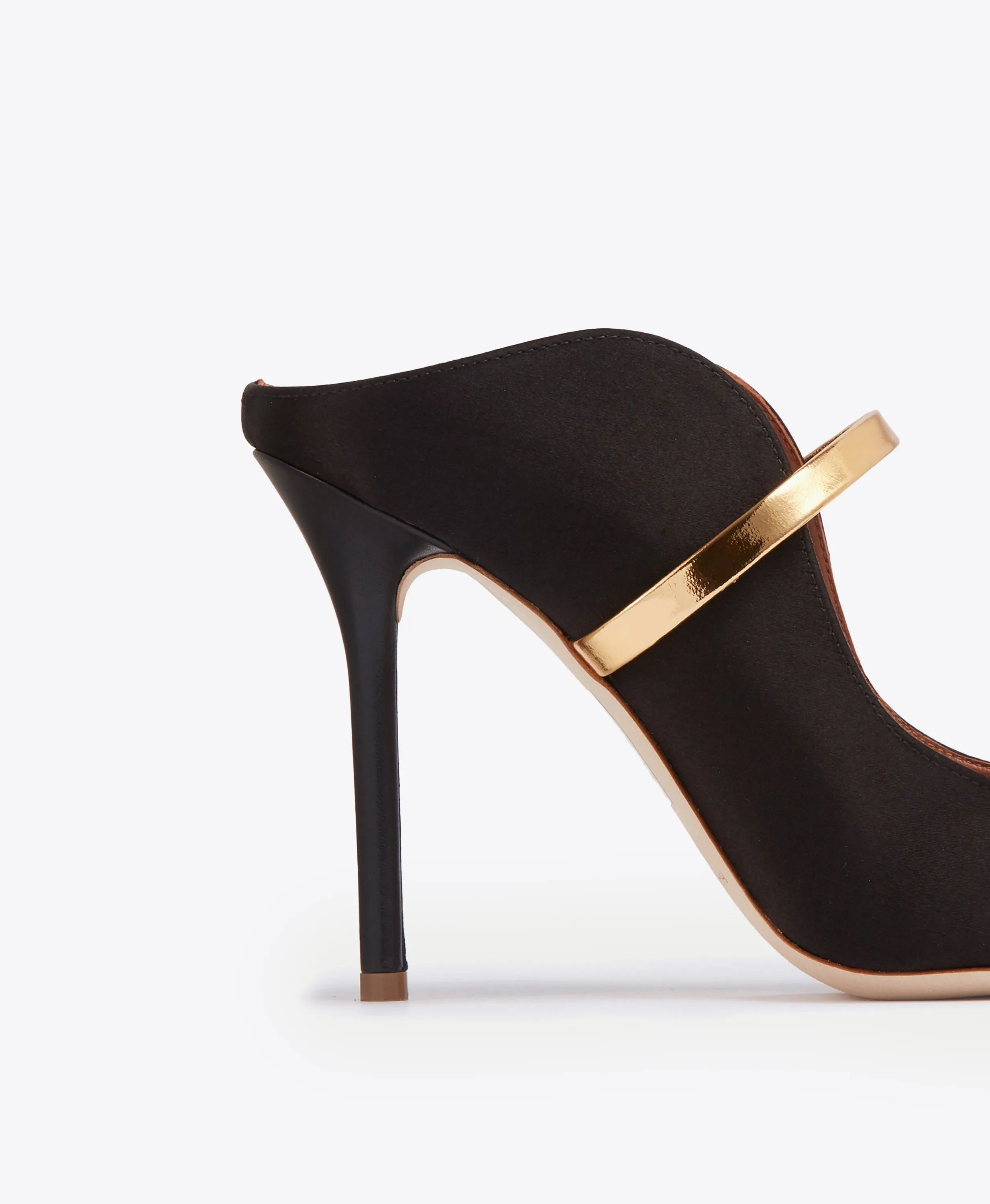 Maureen 100 Black & Gold Satin Mules