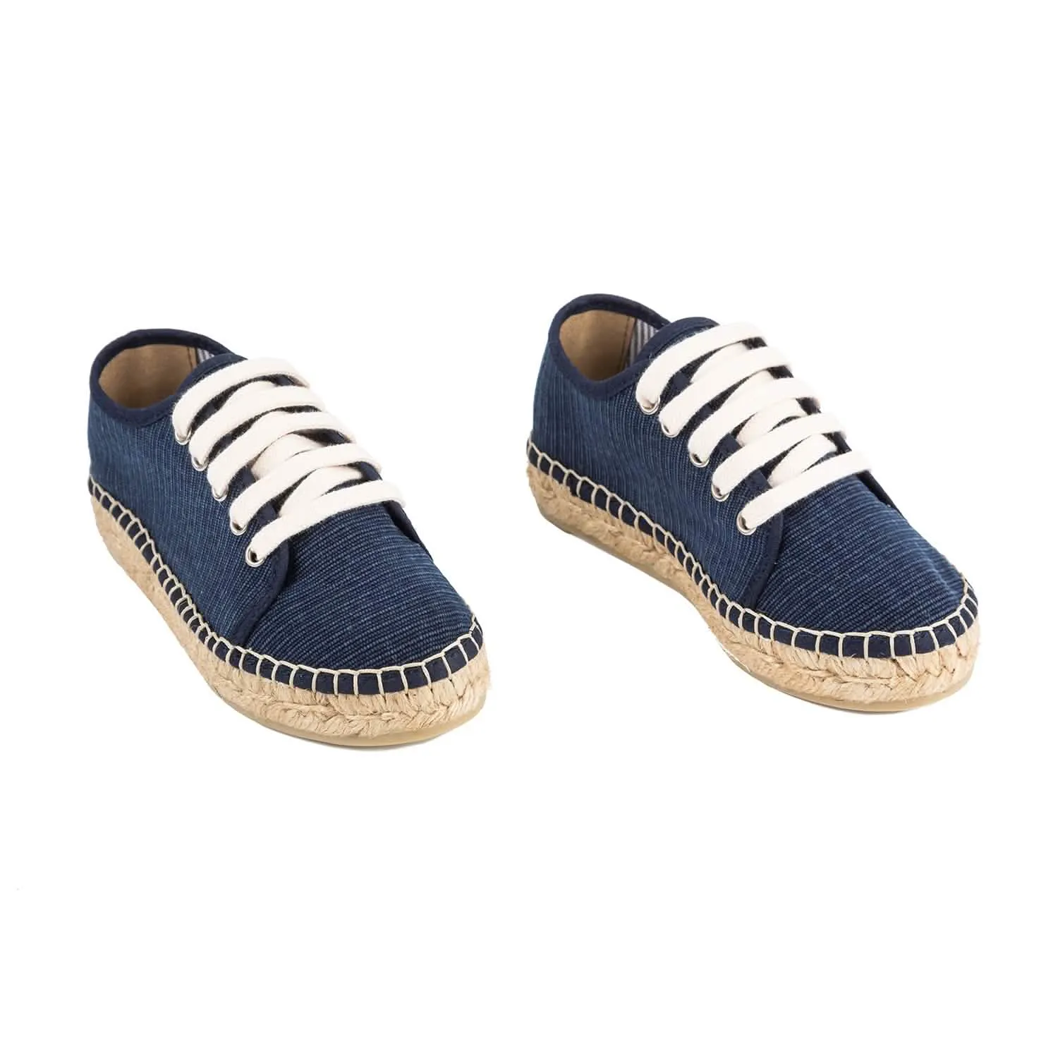 Plain Cotton Blend Platform Espadrille for Kids - Emy-CR