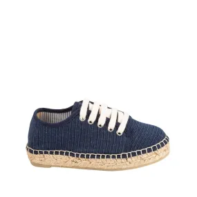 Plain Cotton Blend Platform Espadrille for Kids - Emy-CR