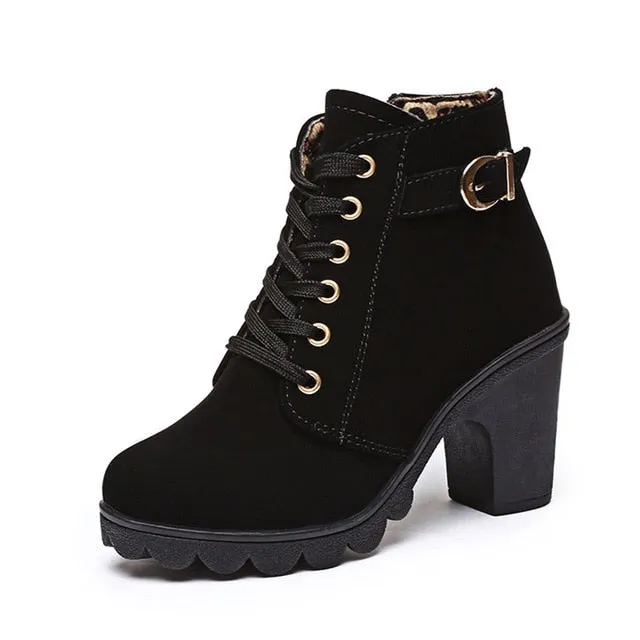 Square Women Winter High Heel Boots