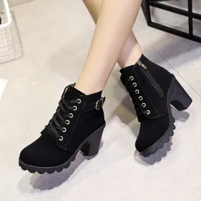 Square Women Winter High Heel Boots