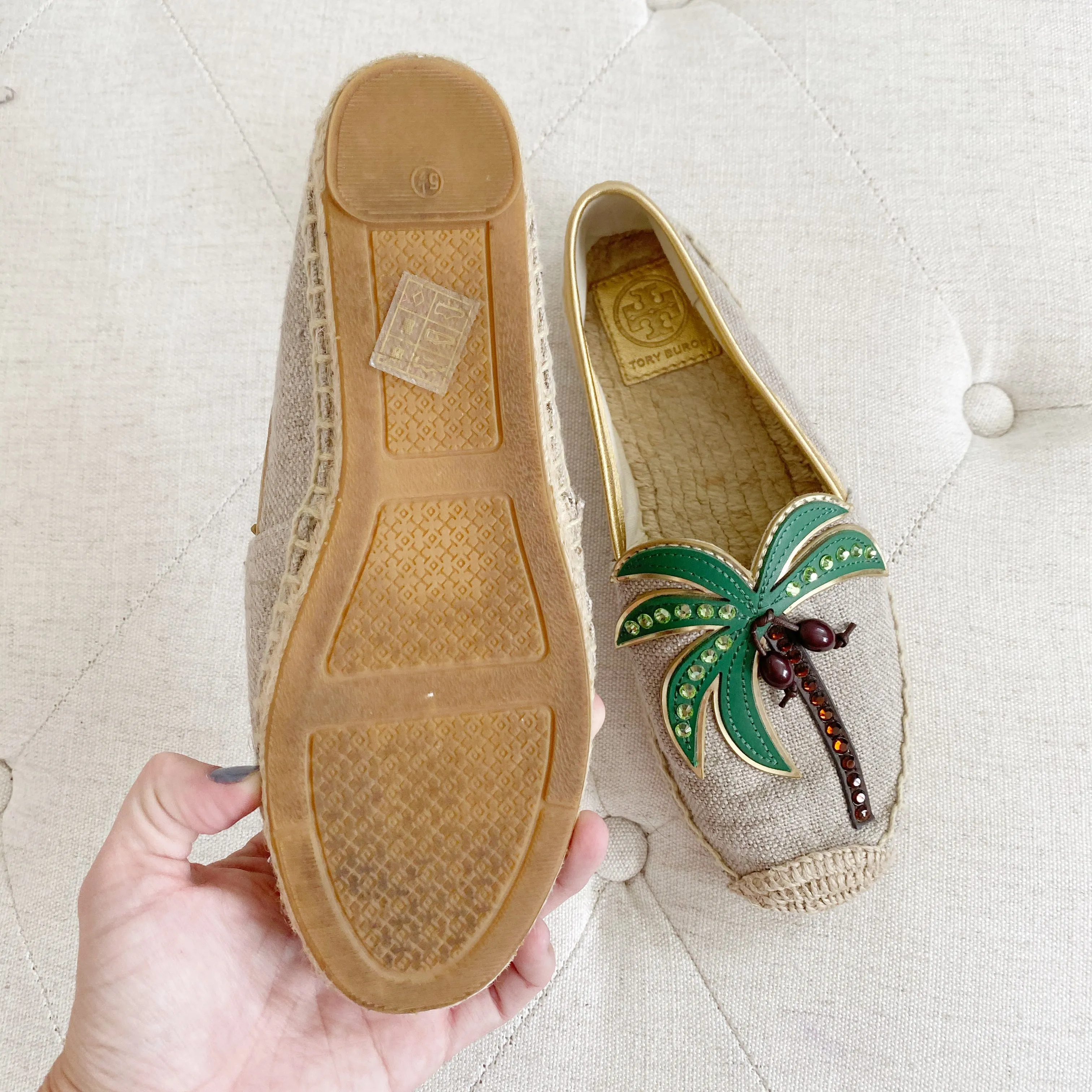 Tory Burch Tropical Coco Palm Espadrille Slip on Flats