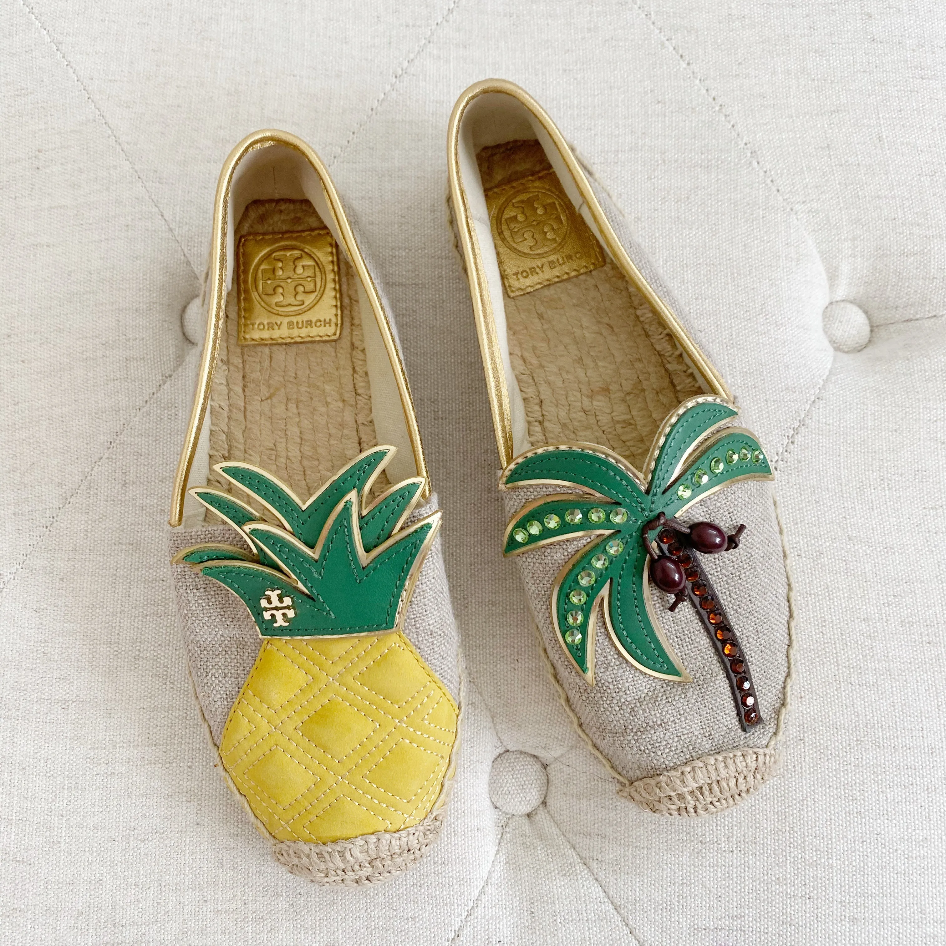 Tory Burch Tropical Coco Palm Espadrille Slip on Flats