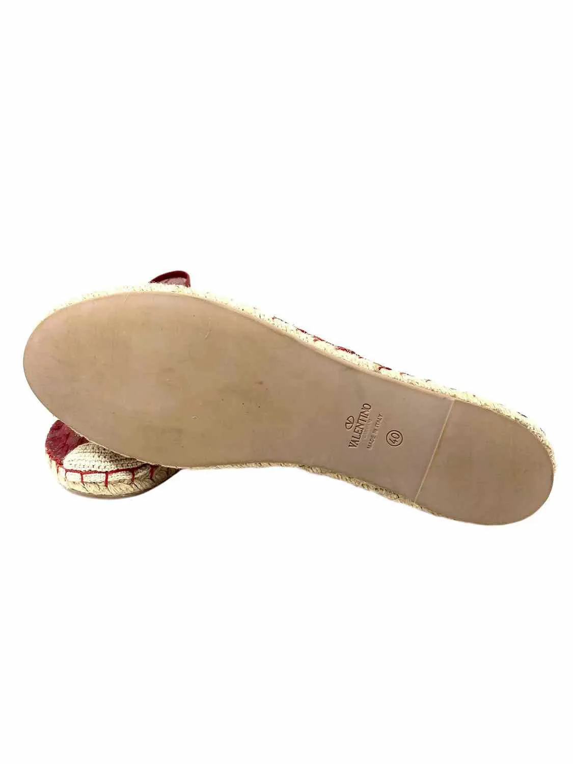 VALENTINO GARAVANI Women's Red/Beige Espadrille Lace Size 40/10 Flats